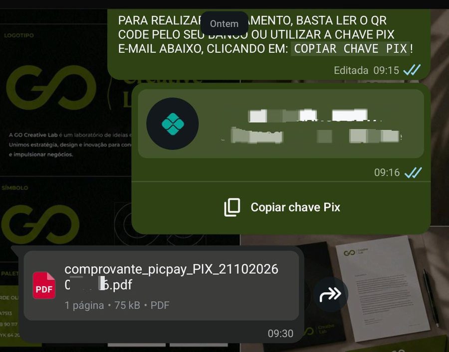 Cliente enviando comprovante de Pix