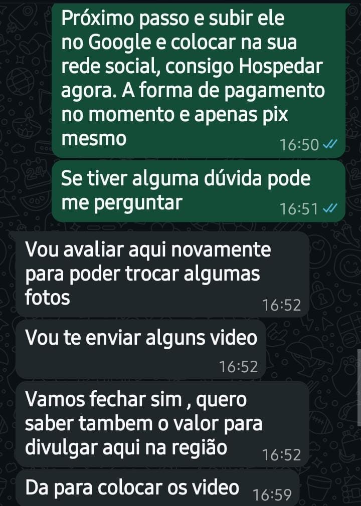 Cliente confirmando que vai fechar o site